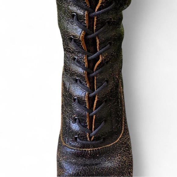 Rare Vintage Miu Miu Distressed Leather Lace Up Boots - Picture 4 of 8